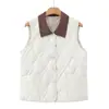 Colete de Algodão Estiloso com Lapela para Mulheres, Roupa Externa, Temporada Outono/Inverno, Colete de Novo Estilo, Roupa para Mães Jovens, Quente, Proteção contra o Frio, Jaqueta Colete