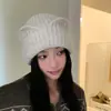 Bonito Gorro de Punto con Orejas de Gatito para Mujer, Otoño Invierno, Cálido, Protección para las Orejas, Circunferencia de Cabeza Grande Hace que la Cara se Vea Más Pequeña, Versátil para Exteriores, Gorro de Lana