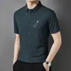Fábrica Direta Camisa de Seda de Gelo Masculina Verão Manga Curta Casual Antirrugas Não Passa Gelo Sem Costura Manga Curta Branco