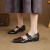 Sapatos Femininos 2026 Primavera e Verão Nova Moda Estiloso Versátil Fivela Preta Mary Jane Bico Quadrado Salto Baixo Elegante Macio