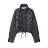 Ropa europea y americana transfronteriza para mujer ZA otoño nuevo versátil cuello alto diseño de lunares y bloques de color chaqueta de seersucker abrigo casual