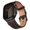 Adecuado para Correas de Apple Watch Piel Ap Acero Inoxidable Correa de Piel con Patrón Crazy Horse Correa Iwatch1109Ultra3 Venta al por Mayor