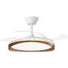 Luz de ventilador de techo para comedor de lujo ligero estilo italiano Digiya, ventilador inteligente invisible estilo retro crema para dormitorio estudio