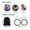 Amazon Venta Caliente Pulsera para Hombre Ojo de Tigre Regalo 8mm Roca de Lava Ónix Negro Tejido Joyería Hecha a Mano