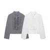 Ropa de Mujer Transfronteriza 2026 Nueva Moda Europea y Americana Versátil Blazer Chaqueta Decorativa Nudosa de Retazos para Mujer A67062