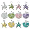 K Blanco Oceáno Colorido Perla de Imitación Estrella de Mar Concha Aleación de Zinc Colgante Pulsera DIY Collar Accesorios de Joyería