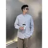 Nova Estilo Primavera e Outono Simples, Elegante e Leve Camisa de Manga Longa com Gola Alta para Homens, Camisa Casual Popular Slim para Homens