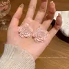 Pendientes de flor rosa dulce estilo festivo para mujer, diseño retro de nicho, pendientes delicados, joyería para orejas de chica popular de primavera y verano