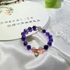 Pluma Púrpura de EnsueñoNuevo Estilo Nacional Chino Fresco Cristal Púrpura Soñador Pulsera Wenwan Diseño de Nicho Pulsera Venta al por Mayor