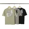 Camiseta Unissex de Manga Curta com Estampa de Espuma de Letras Compassos High-End, Casual, Caimento Solto, Estilo Casal
