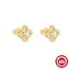 Brincos de flor de diamante em prata de lei S925 estrela de oito pontas brincos de trevo de quatro folhas requintados da moda europeia e americana mais vendidos INS
