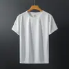 Camiseta Masculina 2022 Novo Estilo Lisa Seda de Gelo Secagem Rápida Manga Curta Malha Elástica Gola Redonda Fina Slim Fit Roupa Íntima