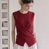 Chaleco Camisola de Punto Rojo Estilo Retro de Hong Kong para Mujer Verano Ropa Exterior de Alta Gama Chaleco sin Mangas Ajustado