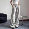 Pantalones deportivos casuales de secado rápido para primavera y verano 2025 para mujer, de cintura alta, corte ajustado, pantalones de trabajo con drapeado, pantalones de pierna ancha