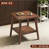 Mesa cuadrada pequeña, adecuada para apartamentos pequeños, mesa de café móvil, ideal para propiedades de alquiler, con patas de madera maciza, se puede usar como mesa auxiliar de sofá, mesita de noche o mesa de té para balcón