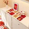 Mantel para Mesa Aparador de Año Nuevo 2026 Modelo Nuevo Año del Caballo Alfombrilla Protectora para Encimera de Mueble de TV Alfombrilla Roja Anti-Suciedad para Zapatero para el Año Nuevo