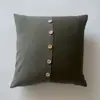 Almofada de Lançar Patchwork Listrado Botão Estilo Floresta Algodão Linho Nórdico Almofada Lombar de Escritório Fronha Atacado