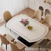 Tapete de mesa redondo dobrável de couro vintage de luxo, tapete de mesa de jantar oval, tapete de mesa de sala de estar, toalha de mesa à prova d'água e à prova de óleo, personalizável