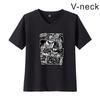 Venta caliente transfronteriza: Baki el luchador Fan Ma Blade Teeth Animation Perimeter Printed V-Neck Couples Manga corta Hombres y Mujeres
