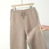 Pantalones de Lana 100% Nuevos para Otoño e Invierno Estilo Perezoso Casual para Hombre Pantalones Largos de Punto Sueltos con Cordón y Lazo Pantalones Deportivos