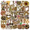 50 Adesivos Decorativos Estéticos de Estampa de Leopardo Transfronteiriços, Adesivos de Papelaria Decorativos Vinílicos Impermeáveis com Padrão de Leopardo Vintage