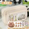 Estuche para Lápices Bolsa de Dolor Jiyikawa Ins Nuevo Estilo Caja de Papelería para Chicas de Secundaria, Gran Capacidad, Alto Valor Estético, Estuche Transparente