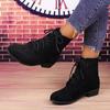 Botas de Mujer Estilo Británico Cómodas Suela Suave Tacón Bajo Planas Escarchadas Botines Cortos Retro Negro Correa