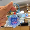 Chaveiro com Tag de Flor Acrílica Significativa, Anel de Acessório DIY com Sino, Pingente de Mochila Fofo e Criativo