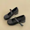 Zapatos Mary Jane estilo francés con lazo y aumento de altura interno para mujer, nuevo modelo de verano con un diseño suave y elegante y un tacón bajo y grueso.