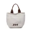 Bolsa de Lona Bordada con Letra Retro para Mujer para el Trabajo y el Trayecto, Bolsa para el Almuerzo, Bolso Cubo Versátil de Mano, Bolso Casual para Mujer