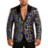Traje de Lantejoulas com Estampa de Leopardo Americano Transfronteiriço Roupa de Performance Roupa de Palco com Lantejoulas Masculina Roupa de Performance Jaqueta com Estampa de Leopardo Tamanho Plus