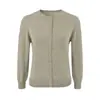 Cárdigan de punto básico, estilo simple, cuello redondo, de un solo botón, largo corto, manga tres cuartos, suéter casual de color liso versátil para otoño