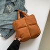 Bolso Tote Cuadrado Diamante de Diseño Nicho Bolso Almohada de Algodón Suave Acolchado Bolso de Hombro/Axila con Cierre que Combina con Todo para Mujer