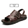 Sandalias para Hombre, Zapatos de Playa Casuales de Piel de Vaca de Primera Capa, Sandalias y Pantuflas de Doble Uso, Piel Genuina, Versátiles, Antideslizantes para Exteriores, Suela Gruesa