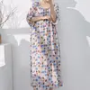 Estilo Nuevo 2026 Estilo Nacional Bata de Noche para Mujer, Verano Elegante y de Alta Gama Algodón Seda Ropa de Dormir, Nuevo Estilo Chino Vestido Largo de Algodón Seda para Vacaciones en la Costa