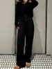 Otoño Nuevo lana peinada negro cárdigan de punto para mujer cuello redondo a rayas colorido delgado suéter estilo chino