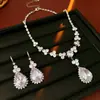 Colar Gancho de Orelha Gota d'Água Zircônia Exquisito Estilo Francês, Conjunto Versátil Estilo Palácio Vintage, Joias Exageradas de Alto Padrão de Nicho