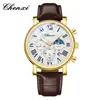 Reloj de pulsera multifuncional Chenxi para hombre, con calendario de fases lunares, resistente al agua, diseño romano, reloj de transmisión en vivo transfronteriza del fabricante para hombre