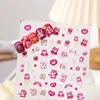 Rosa unha relevo tridimensional popular online adesivos de unha urso morango adesivo à prova d'água de longa duração adesivos de unha adesivos