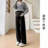 Calça Gestante Nova Primavera/Outono Moda Solta Caimento Fluido Suporte para Barriga Calça Solta Casual Petite para Gestantes Calça Wide Leg