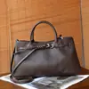 Bolso de Hombro Individual Retro Popular de Cuero de Vaca Curtido Vegetal de Primera Capa Bolso Cruzado de Mano Bolso Tote Grande de Cuero Genuino para Mujer