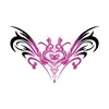 Pegatina de tatuaje seductora en tonos rojos para cintura y abdomen, tótem de corazón, llama y lazo, pegatina de tatuaje de barriga sexy impermeable para mujeres