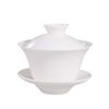 Tigela de Chá de Cerâmica Branca Pura Conjunto de Três Peças Sancai Tigela de Chá Pequena Chaoshan Pequena Grande Logotipo Imprimível Tigela Coberta de Porcelana Branca