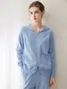 Suéter Kangsainisha LP mesmo estilo 100% cashmere para mulheres, cardigã de tricô com capuz, casaco suéter solto e modelador