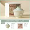 Taza de té tridimensional esmaltada "Susurro de Mariposa Niebla Verde", juego de té kung fu de alta gama para uso doméstico, taza especial de maestro, gaiwan de cerámica, tetera pequeña