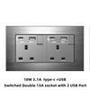 Enchufe Eléctrico Británico 13A Carga Rápida USB tipo-c Estándar Británico Pie Cuadrado Panel Metálico Gris Aluminio Dibujado con Alambre Edición Hong Kong y Macao