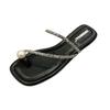 Sandalias Elegantes de Tira de Dedo con Perlas y Pedrería Estilo Francés Suela Plana 2026 Nuevas Sandalias Romanas de Punta Cuadrada Primavera/Verano Sandalias de Playa