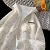 Sudadera Cardigan Pesado Talla Grande 2025 para Hombre Otoño Tendencia Americana Holgada con Capucha Tie-Dye Chaqueta Sucia Ins