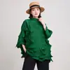 Top plisado tridimensional holgado para mujer, talla grande, color liso, camiseta estilo capa con manga murciélago, diseño Issey Miyake