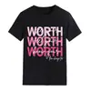 Comercio exterior Amazon 2025 nueva camiseta redonda europea y americana WORTH Ver tu letra estampado manga corta algodón